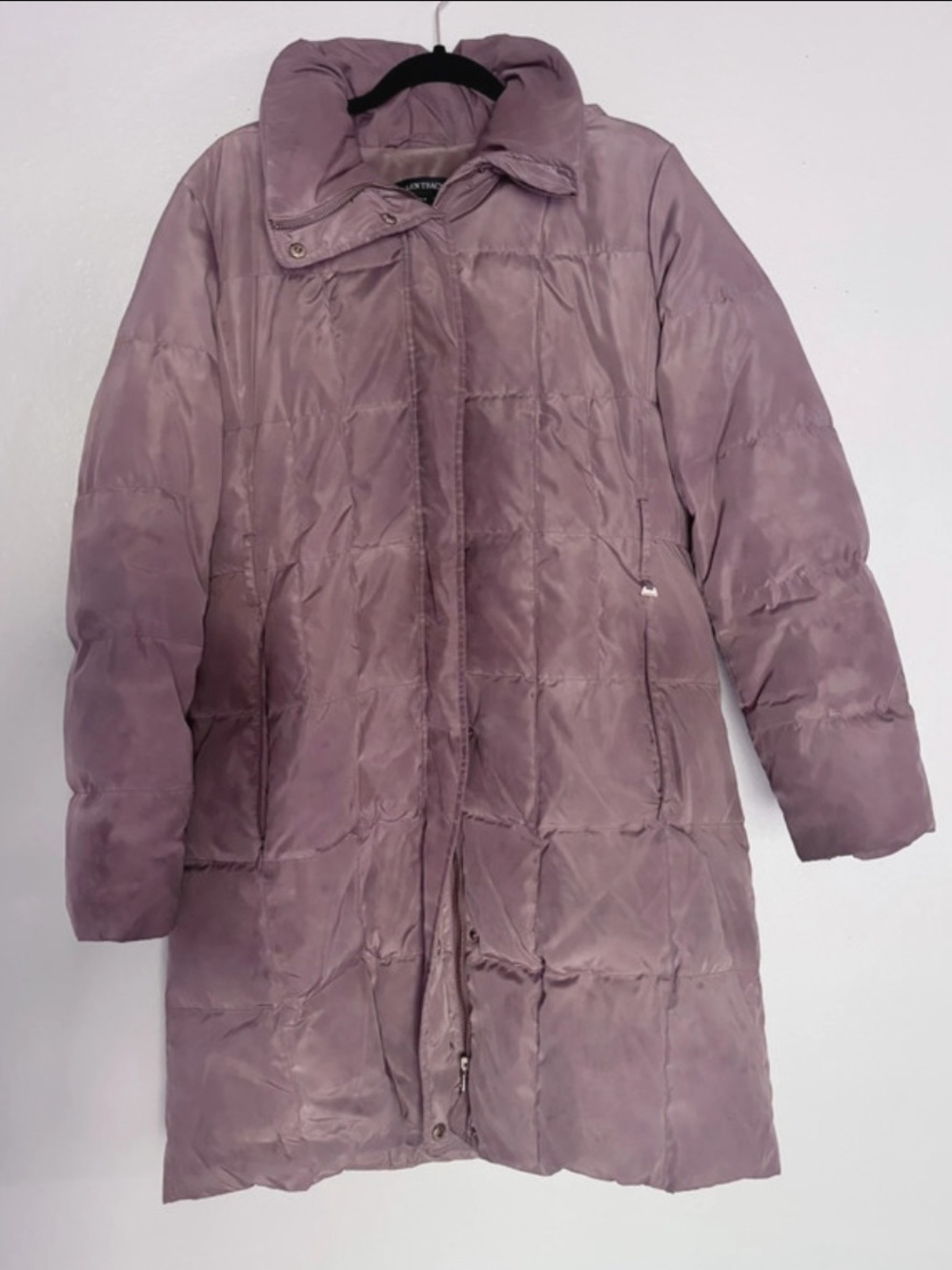 Ellen Tracy Long Quilted Puffer Coat Tan